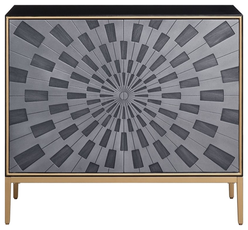 Console Table with 2 Doors and Sunburst Design Gray   Contemporary   Console Tables   by Homesquare  Houzz