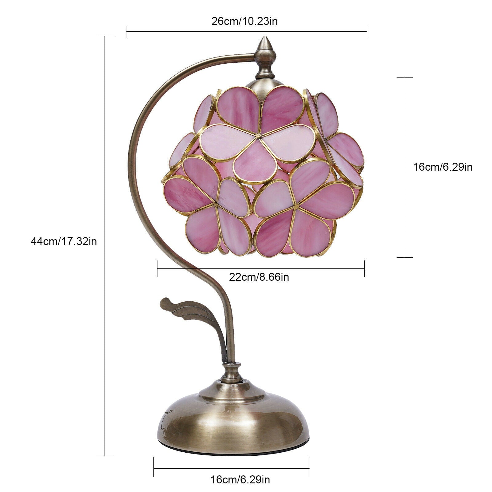 OUKANING Flower Desk Light Reading Lamp Eye Protection Stained Glass Petal Table Lamp