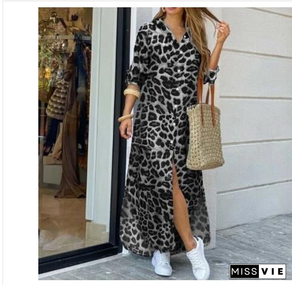 New European And American Spring And Summer Fashion Sexy Shirt Long Skirt Dress Women