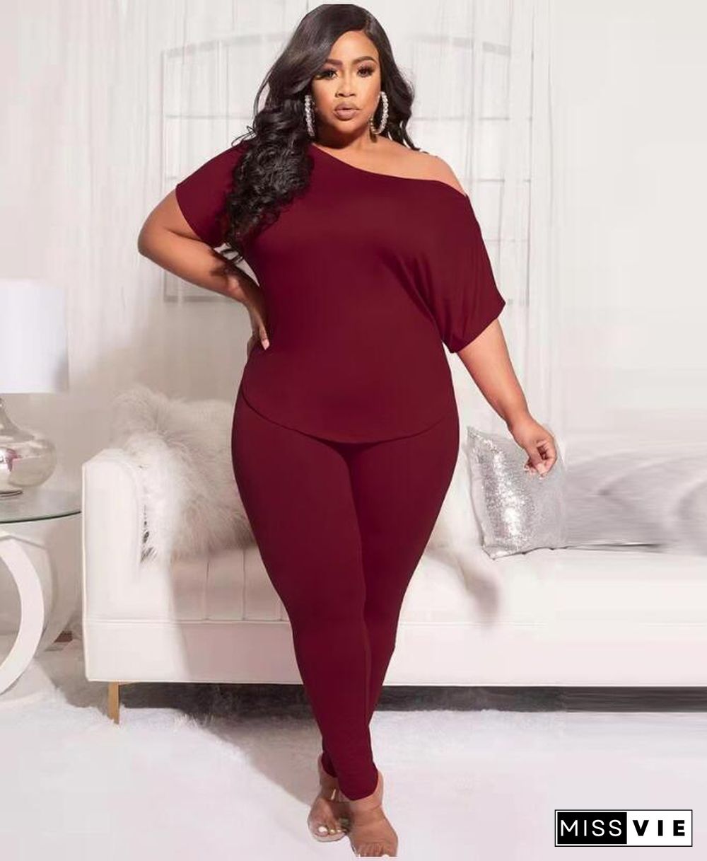 Plus Size Short Sleeve T Shirt Jogger Pants Tracksuits