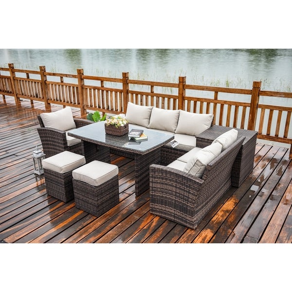 11-piece Patio Conversation Sofa Set and Daybed Set - Overstock - 35454732