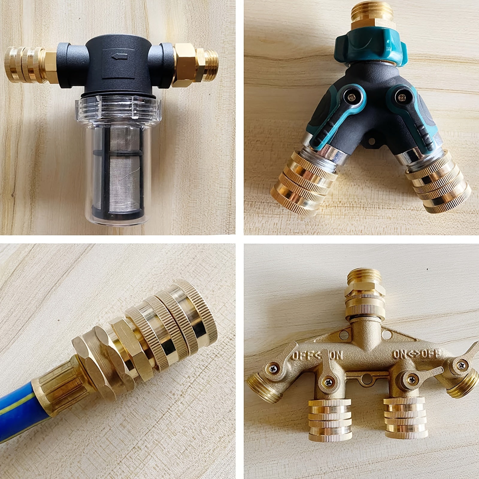 4Packs Garden Hose Adapter  3/4” GHT Thread Brass Garden Hose Connector Include Double Female Dual Swivel And Double Male