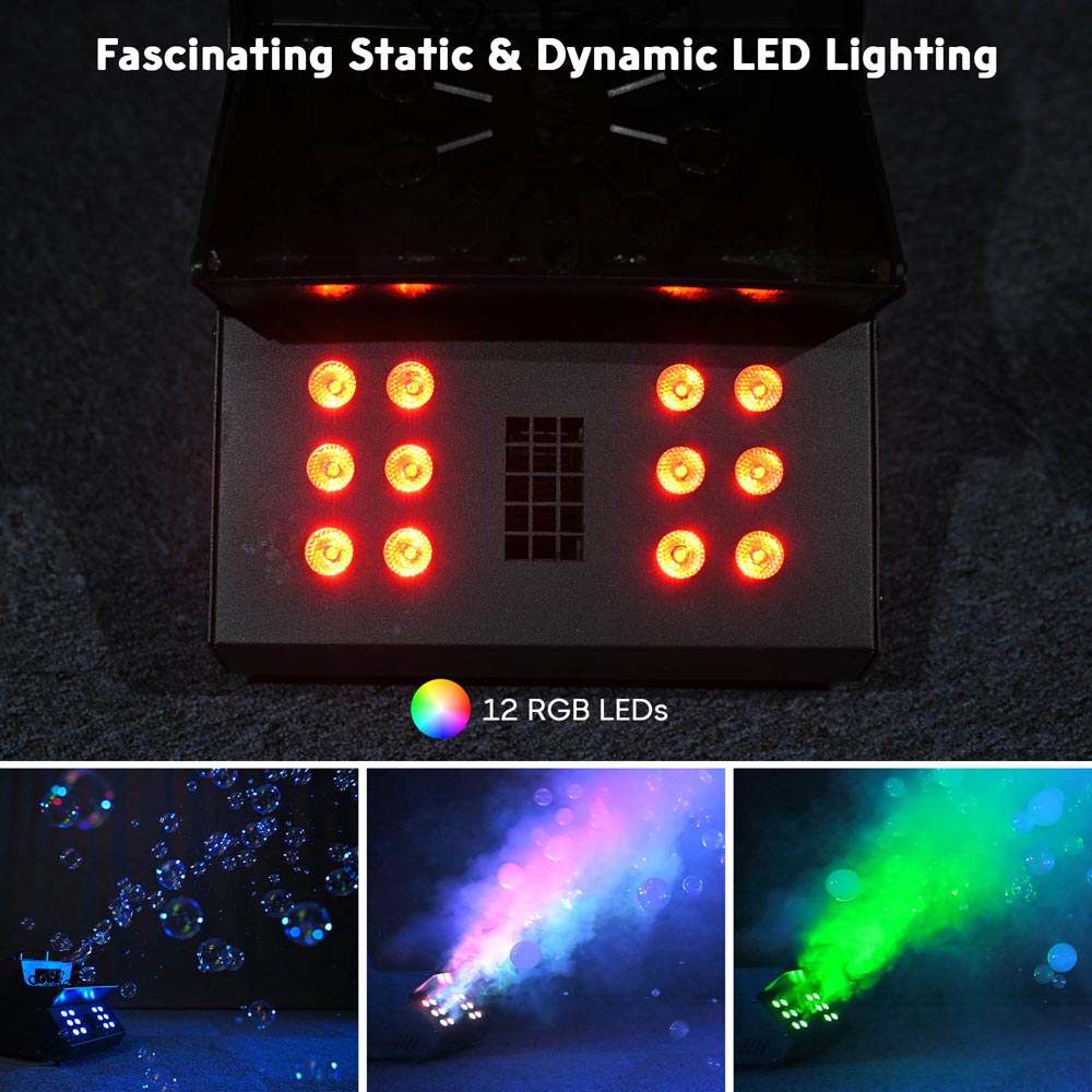 Yescom 3in1 LED Fog Bubble Machine with Remote DMX 12-RGB 2500W