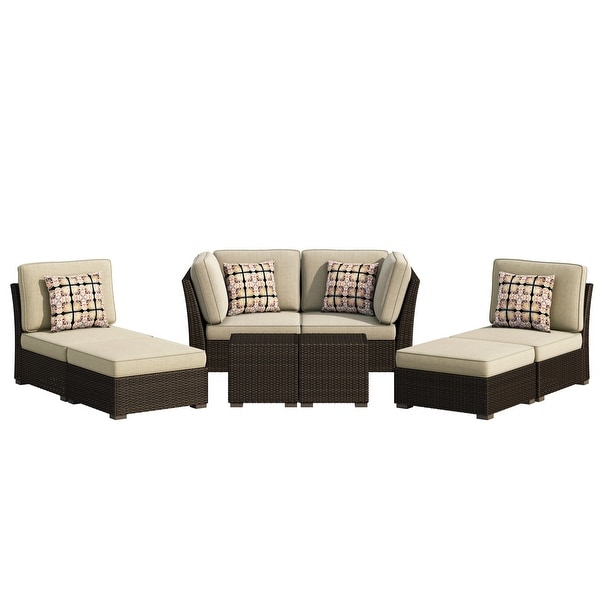 Corvus Oreanne 8piece Brown Wicker Sectional Patio Furniture Set