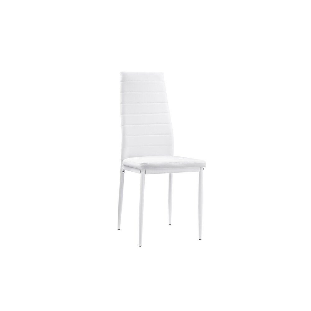Rosabel White Faux Leather Glass Dining Room Set