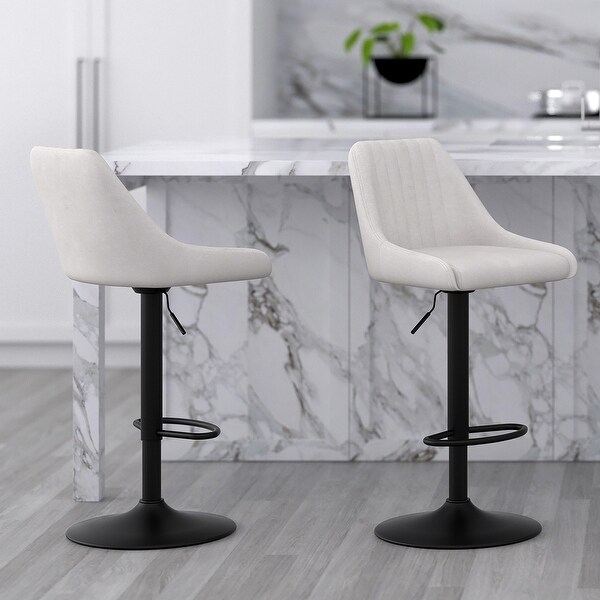 Set of 2 Modern Fabric and Metal Adjustable Air-Lift Stool with Swivel