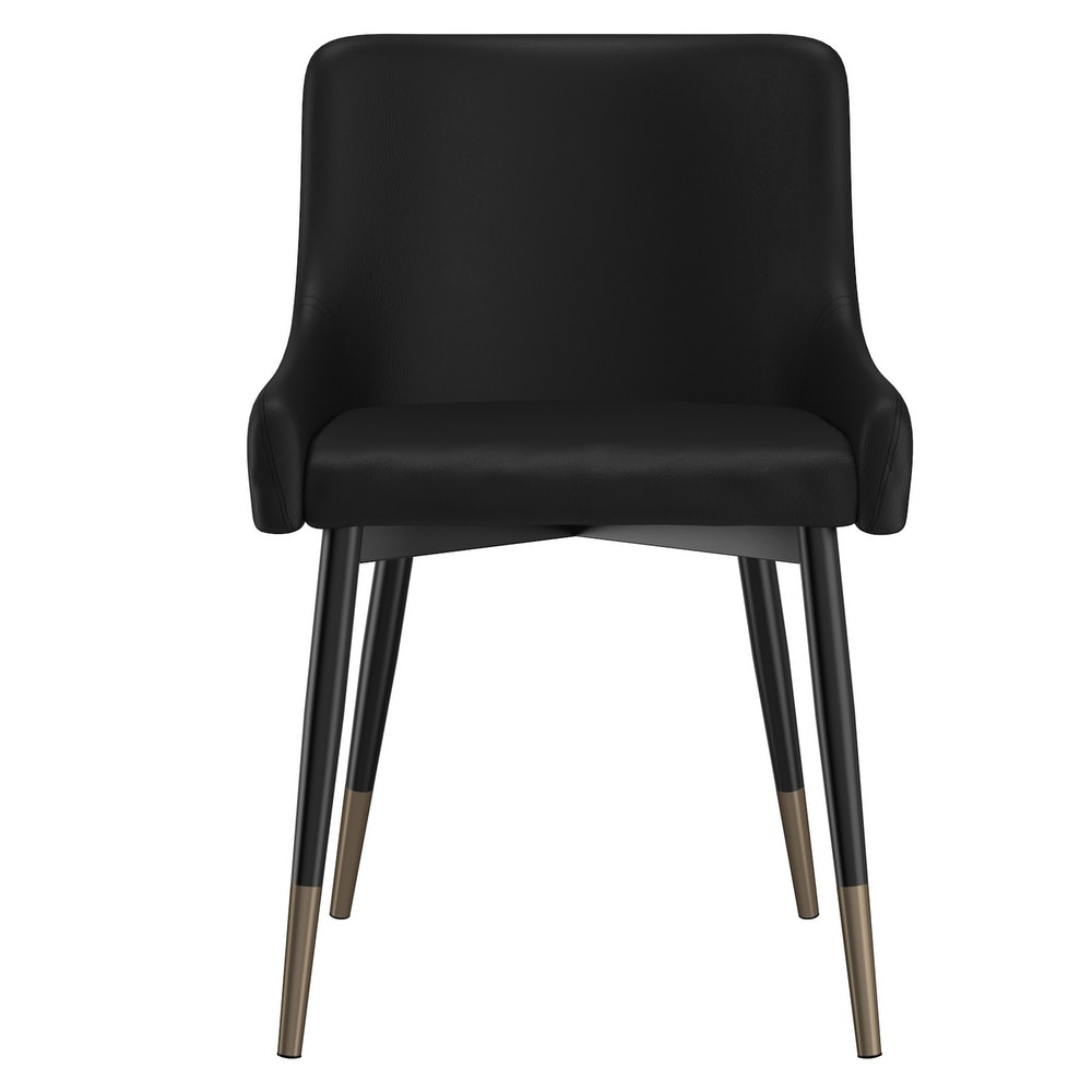 Set of 2 Modern Faux Leather and Metal Side Chair   N/A