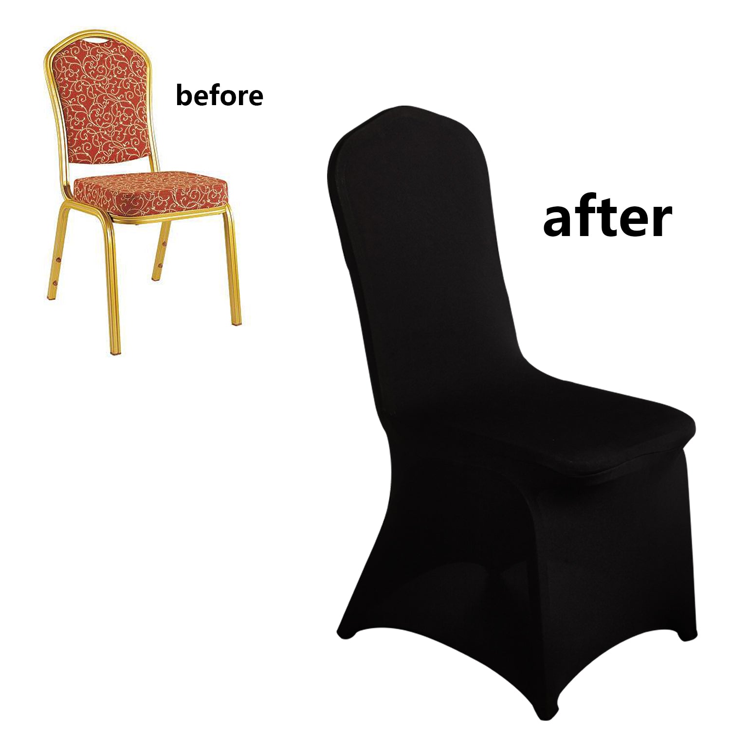 50pcs Stretch Spandex Chair Cover for Wedding Party Dining Banquet Event (Black, 50)