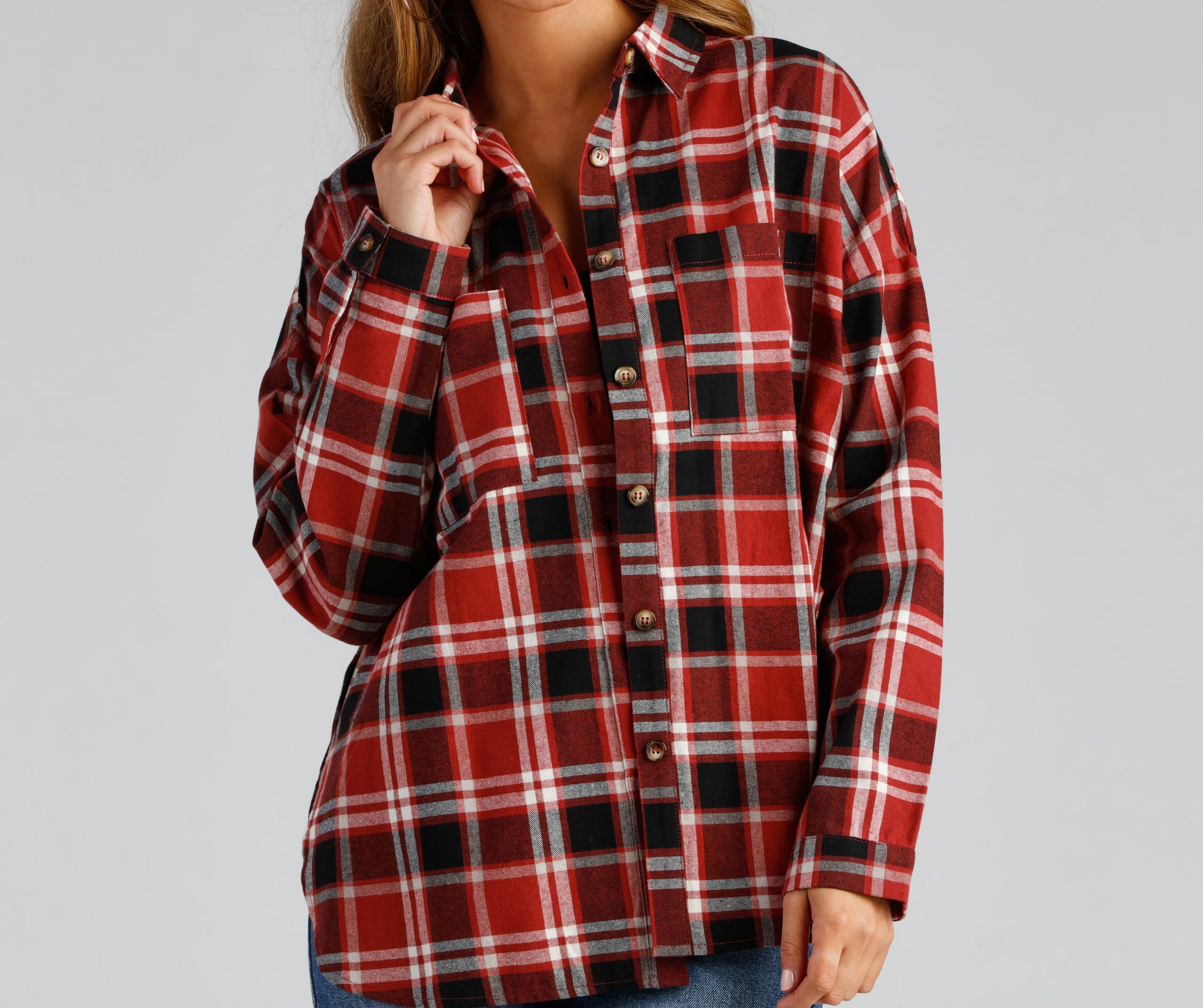 Button Up In Fab Flannel Top