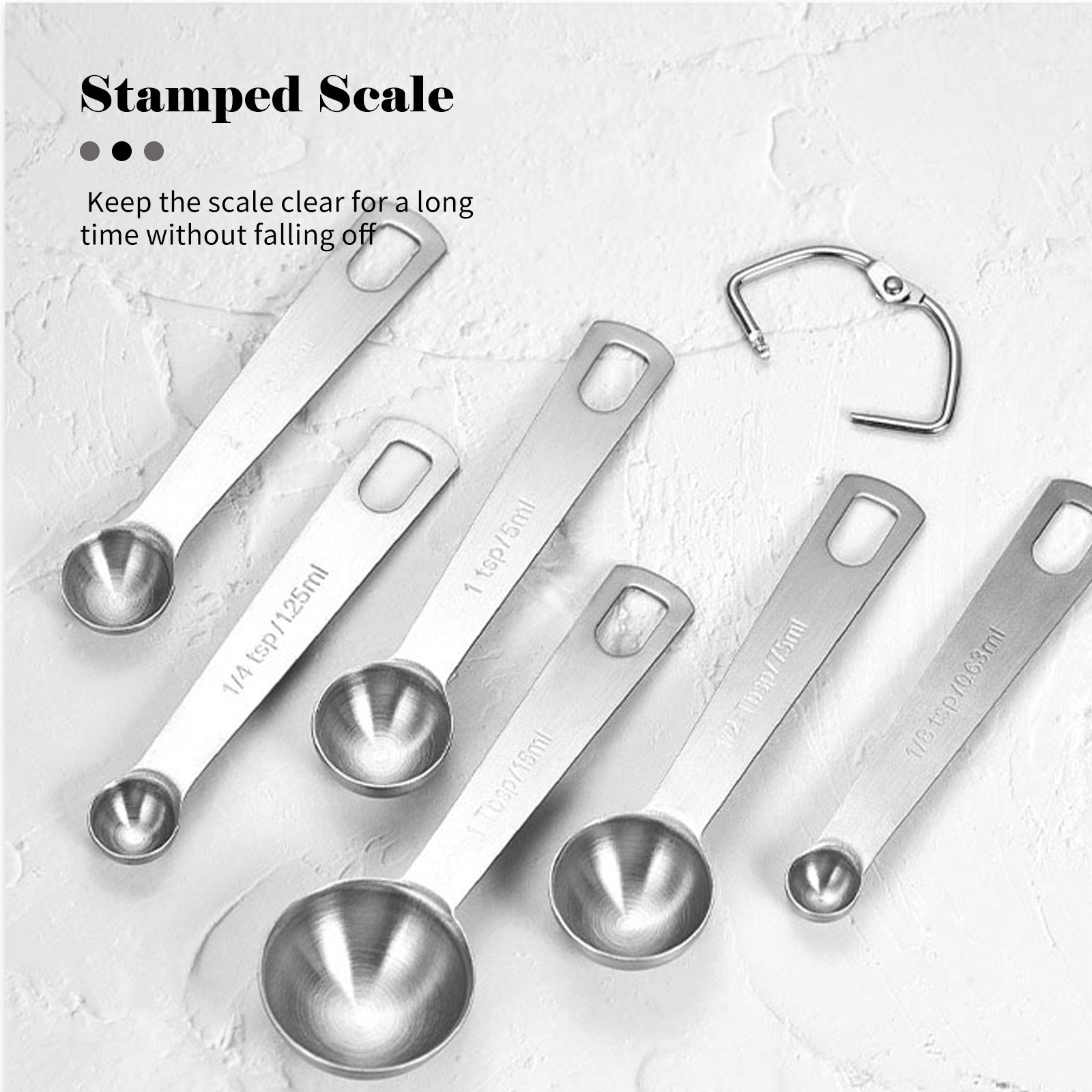 6PCS Measuring Spoons Set with Measuring Ruler for Dry and Liquid Ingredients Cooking Baking Utensils Stainless Steel Cookware Set Kitchen Gadgets