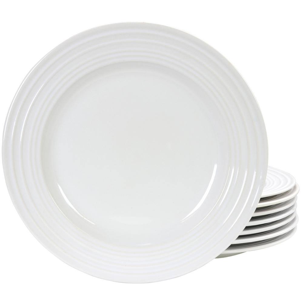 Gibson Home Plaza Cafe 10.5 in. White Dinner Plate Set (Set of 8) 985105015M