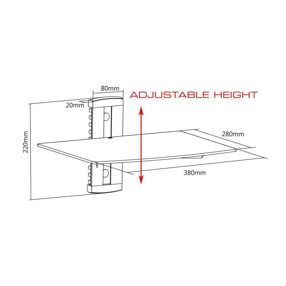 QualGear Universal Single Shelf Wall Mount for AV Components Black QG-DB-001-BLK