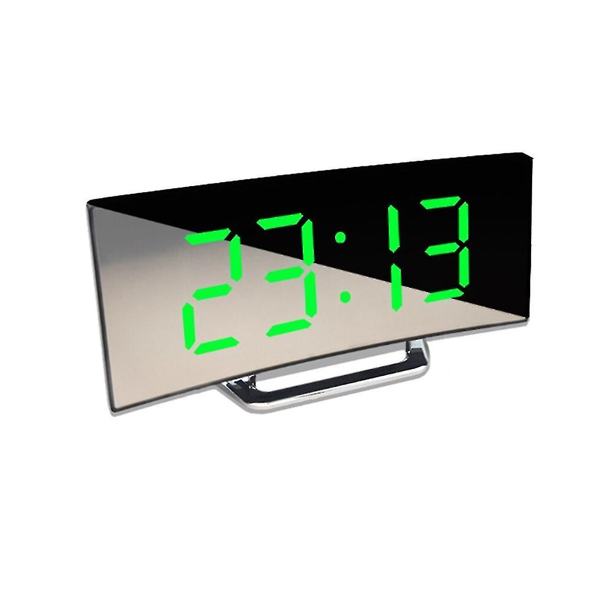 Luminous Large Digital Curved Dimmable Alarm Clock Green