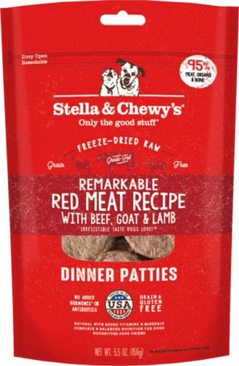 Stella and Chewy's Freeze-Dried Raw Red Meat Dinner Patties Dog Treats， 5.5 Oz.