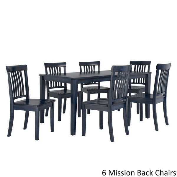 Wilmington II 60-Inch Rectangular Antique Dark Denim Dining Set by iNSPIRE Q Classic