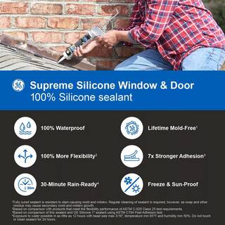 GE Supreme Silicone 10.1 oz. Black Window and Door Caulk 2777174