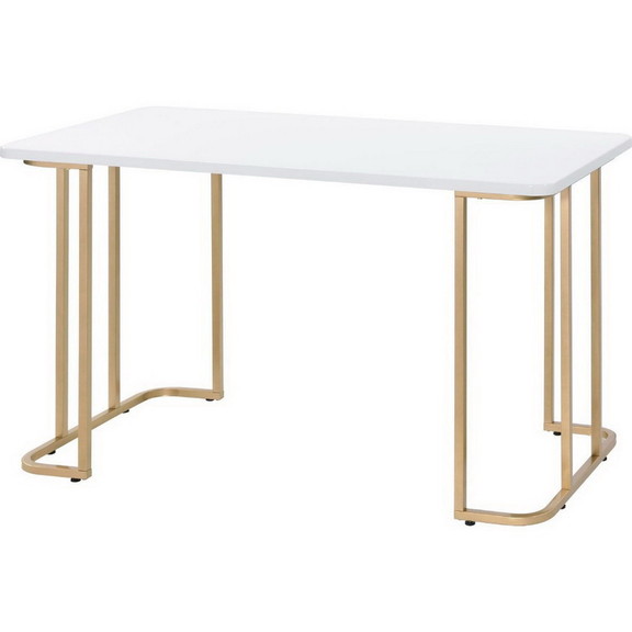 Benjara BM250218 Writing Desk with Metal Curved Sl...