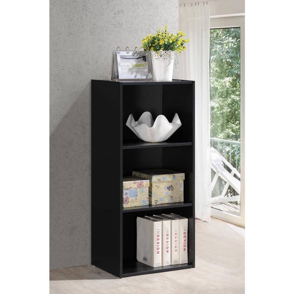 HODEDAH 3-Shelf 36 in. H Black Bookcase HID23 BLACK