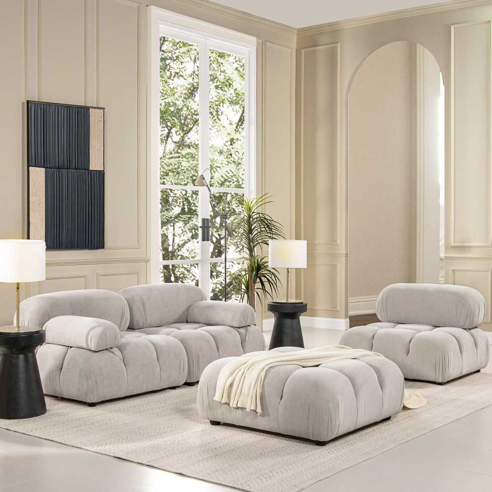 Marcel 109.5 quotModular Modern 4 Piece Reversible Sectional Sofa   Transitional   Sectional Sofas   by Jennifer Taylor Home  Houzz