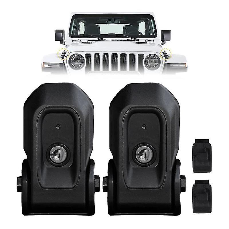 1 Pair Locking Hood Catch Bonnet Latch With Key Kit Abs+metal Durable And Anti-rust For Wrangler Jl