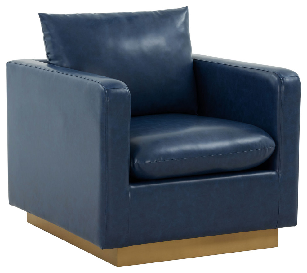 Leisuremod Nervo Leather Accent Armchair  Navy Blue   Contemporary   Armchairs And Accent Chairs   by Kolibri Decor  Houzz