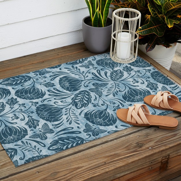 Heather Dutton Arabella Washed Indigo Outdoor Rug Deny Designs