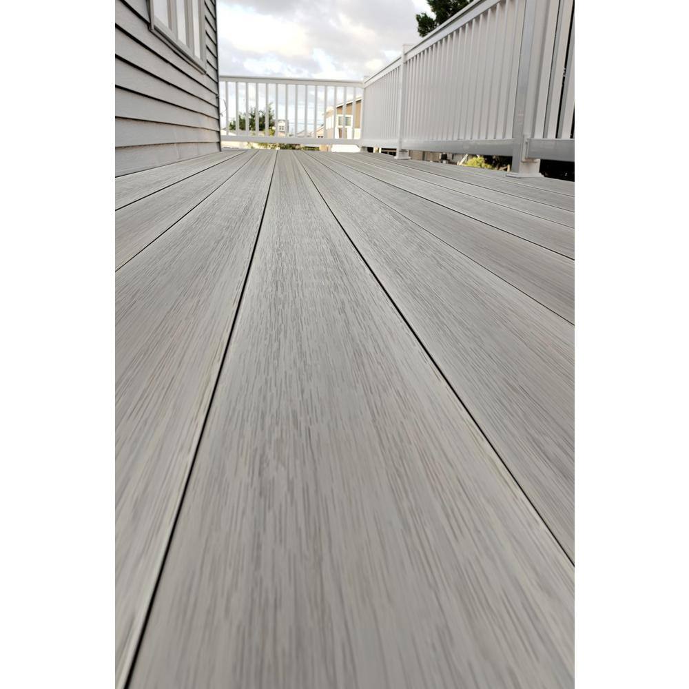 Deck-Top 12 in. x 5-12 in. x 3 in. Coastal Grey PVC Decking Board Cover Sample for Composite and Wood Patio Decks DTSCG894