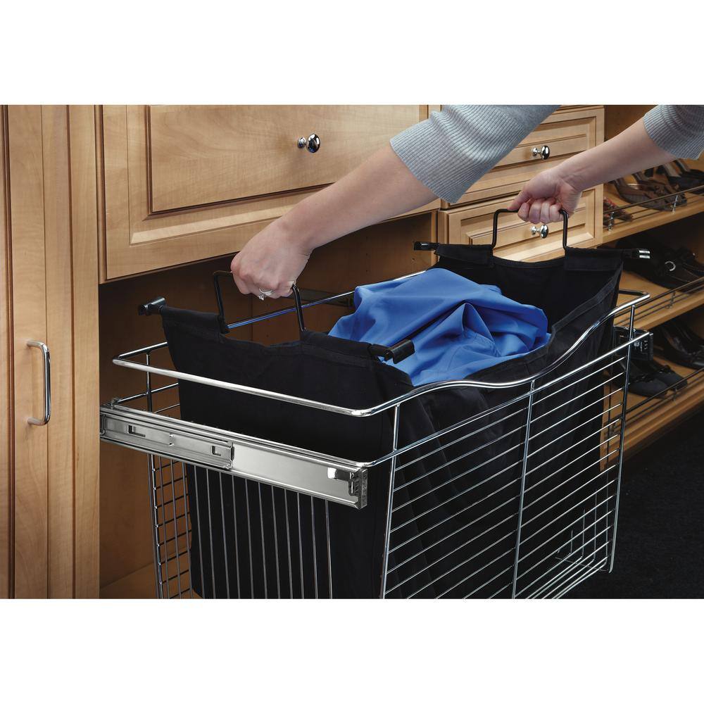 Rev-A-Shelf 18 in. H x 24 in. W Black Cloth 1-Drawer Wide Mesh Wire Basket CHBI-241418-1