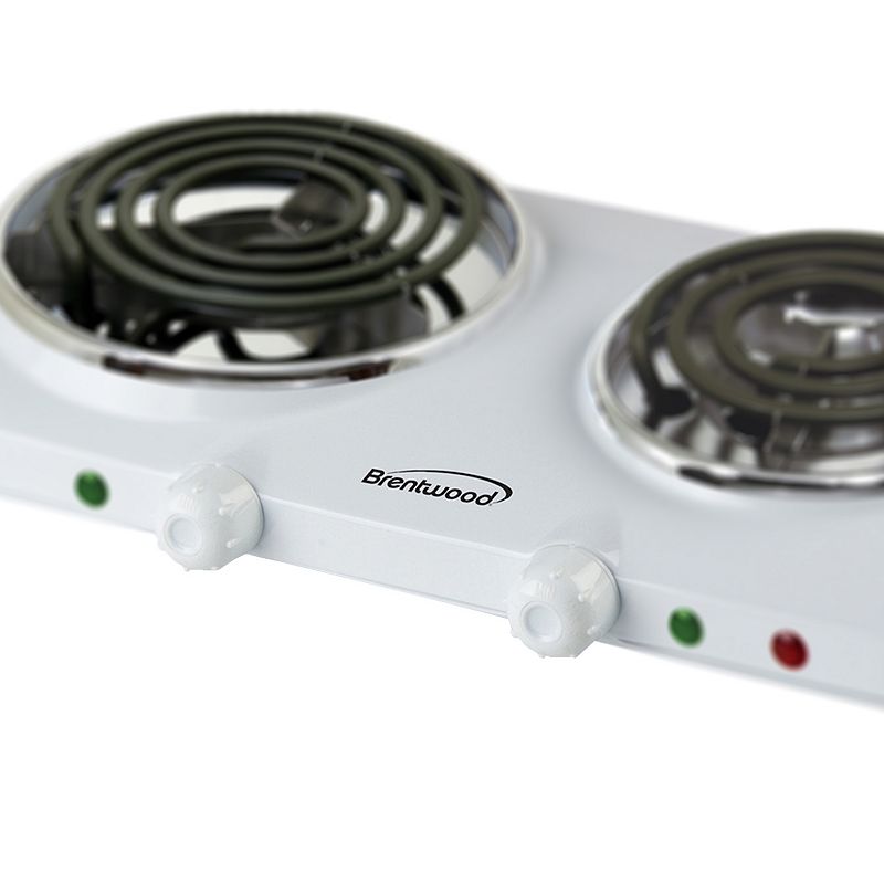 Brentwood Electric 1500W Double Burner Spiral White