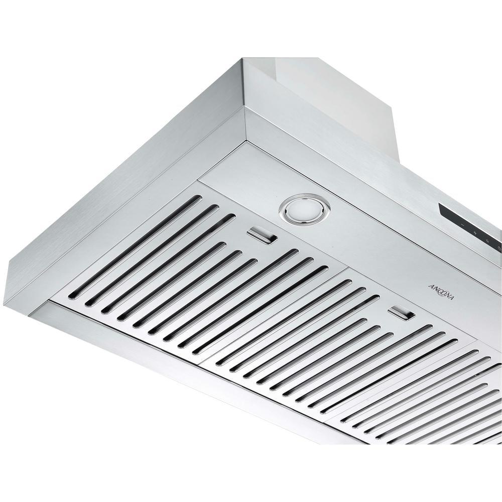 Ancona Moderna 36 in Convertible Wall Mounted Range Hood in Stainless Steel with Night Light Feature