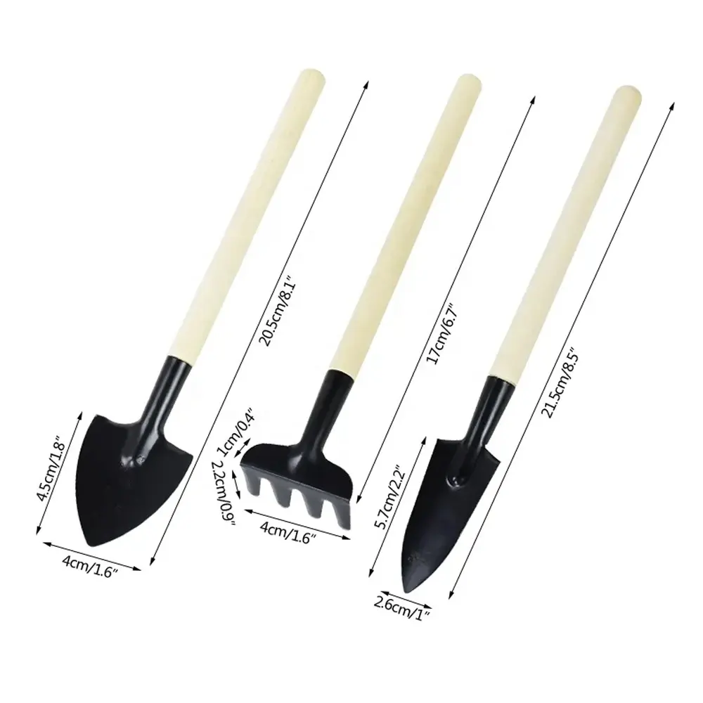 Mini Gardening Potting Tools Wooden Handle Shovel Rake Multifunctional Household Plant Tools Set