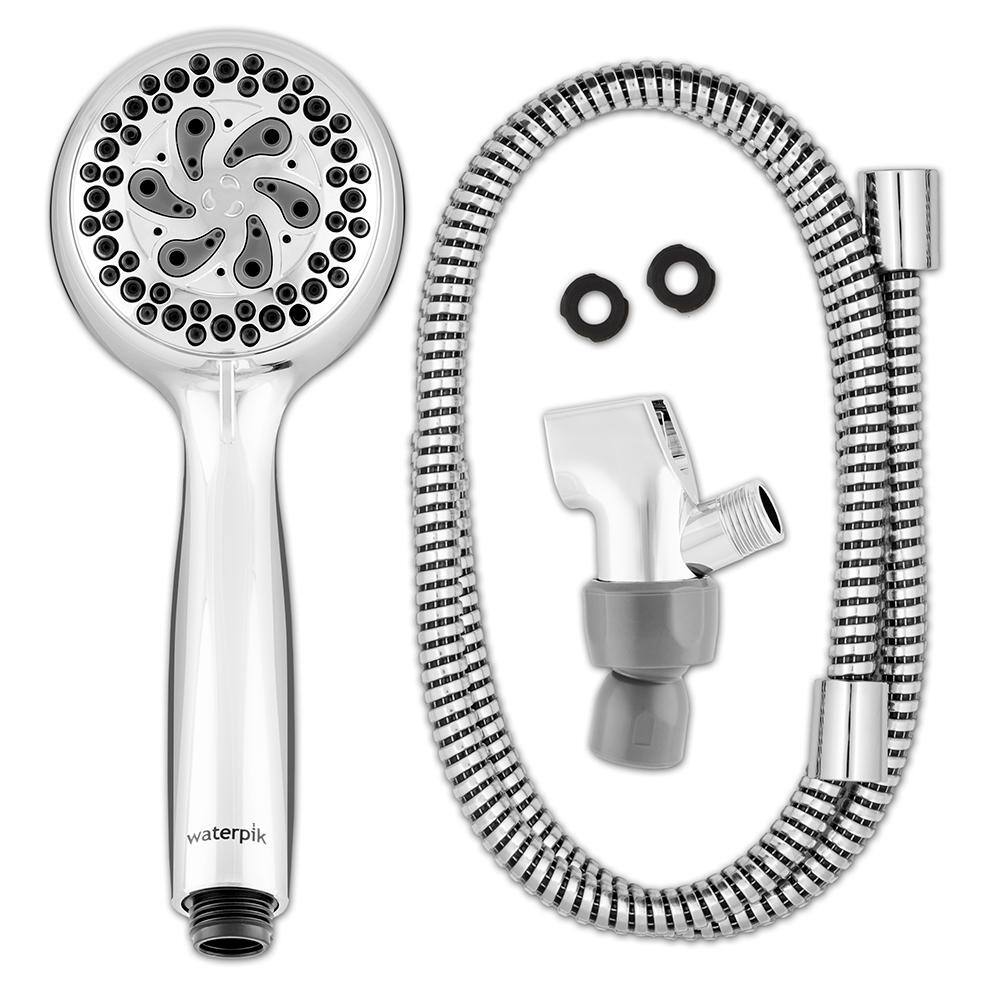 Waterpik 6-Spray Pattern with 1.8 GPM 3.3 in. Single Wall Mount Handheld Adjustable Shower Head in Chrome VSA-653E