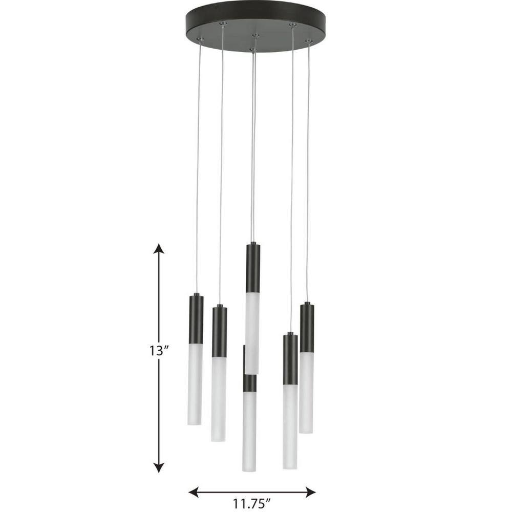 Progress Lighting Kylo LED Collection 6-Light Matte Black Frosted Glass LED Modern Pendant Hanging Light P500322-031-30