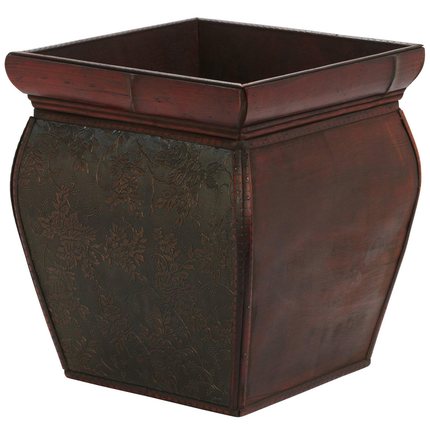 Nearly Natural 14  Brown Square Planters with Rim Set of 4  Crowdfused