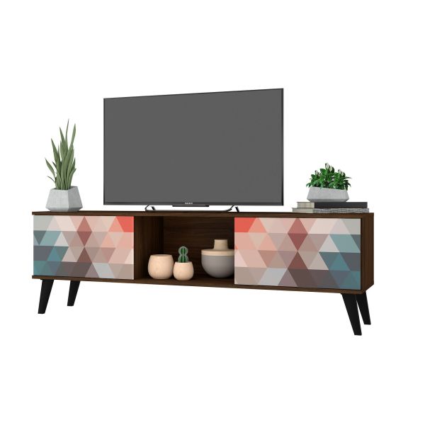 Doyers 62.20 TV Stand in Multi Color Red and Blue