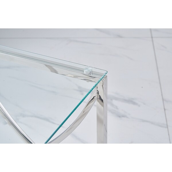 3 Pieces Square Nesting Glass End Tables