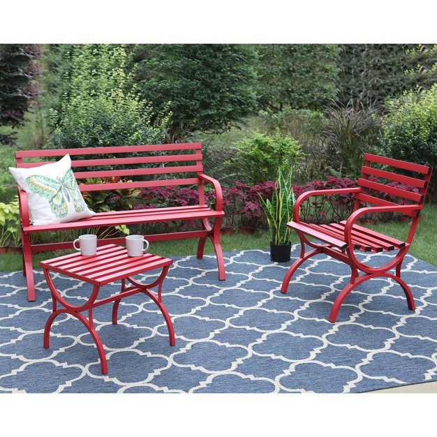 Outdoor Slat Top Coffee Table Red Captiva Designs