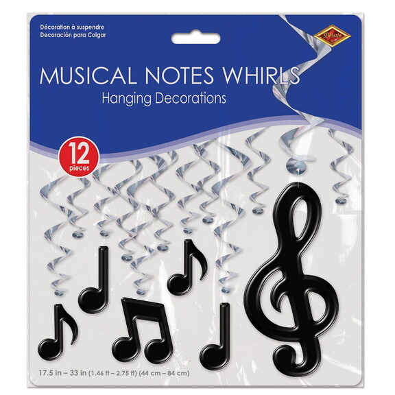 Beistle 53409 Musical Notes Whirls  black6 whirl...