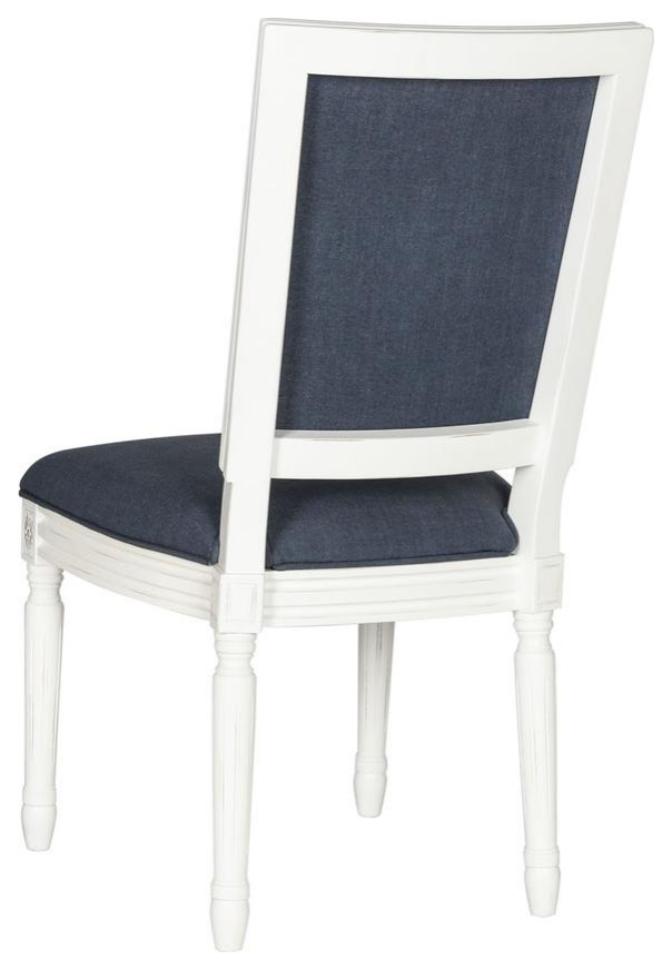 Cora 19  x27 x27H French Brasserie Linen Side Chair Silver Nail Heads Set of 2 Navy /   Modern   Dining Chairs   by Virgil Stanis Design  Houzz