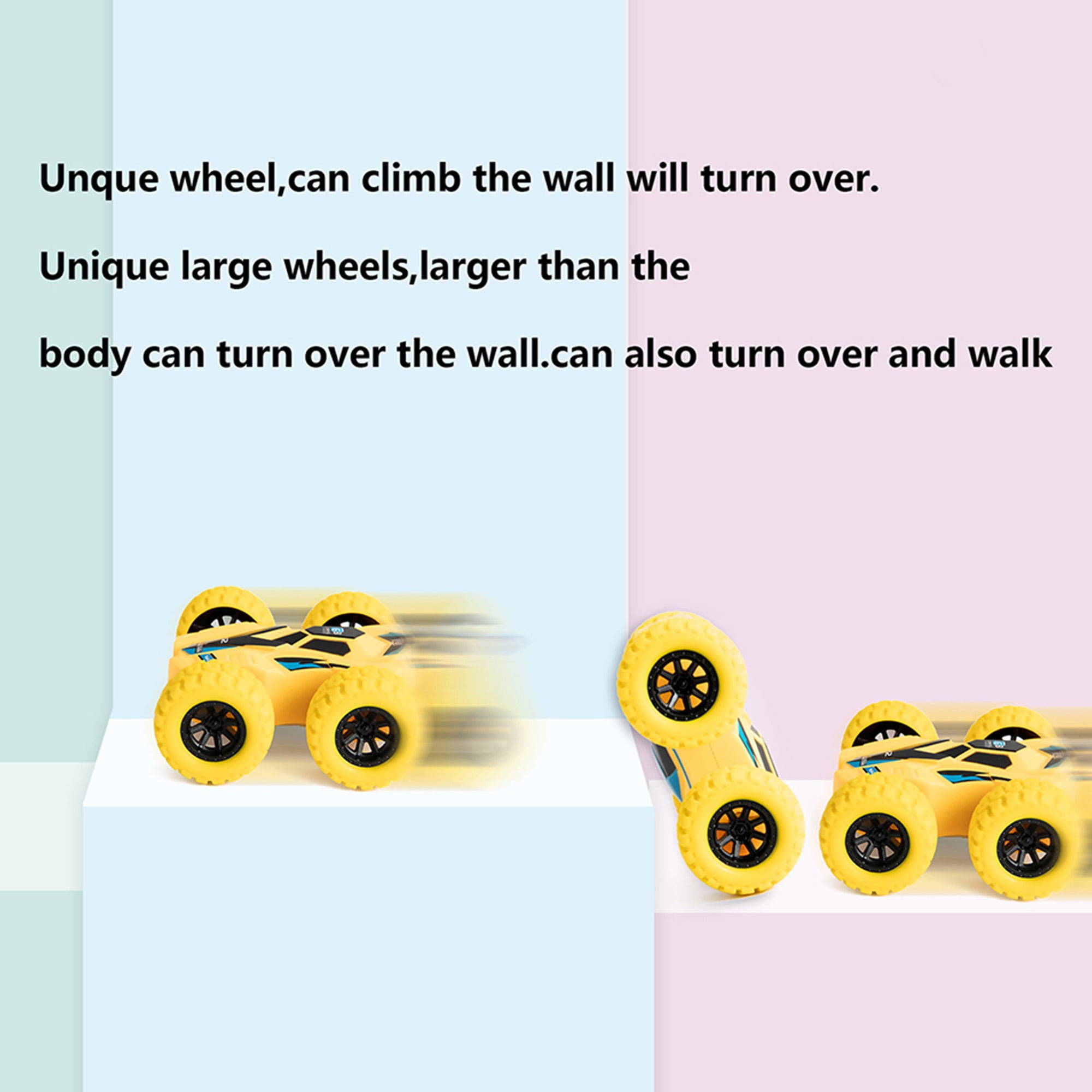 SAYFUT 4 Pack/Set Friction Powered Car Toys， Double-sided Stunt Flip Inertia Car， Push and Go Toy Cars for Toddlers， Powered Pull Back Toys Vehicle 360 Rotation and Flips Off Road Novelty Car Toys