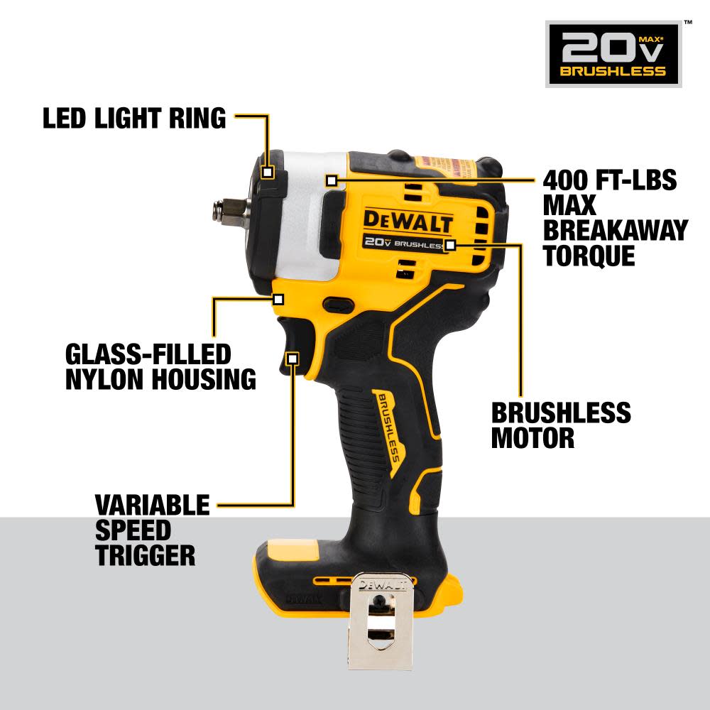 DEWALT 20V MAX 3/8 Impact Wrench Hog Ring Anvil Kit Bundle ;