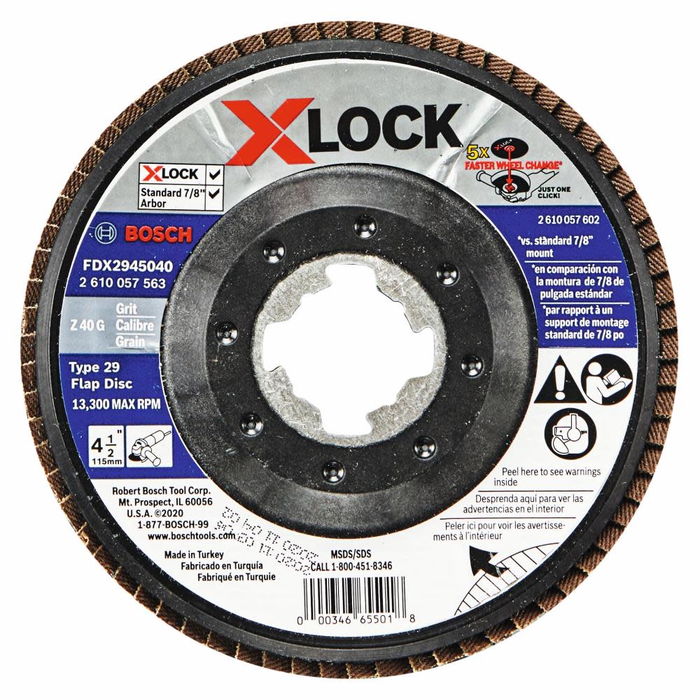 Bosch X LOCK Arbor Type 29 40 Grit Flap Disc 4 1/2