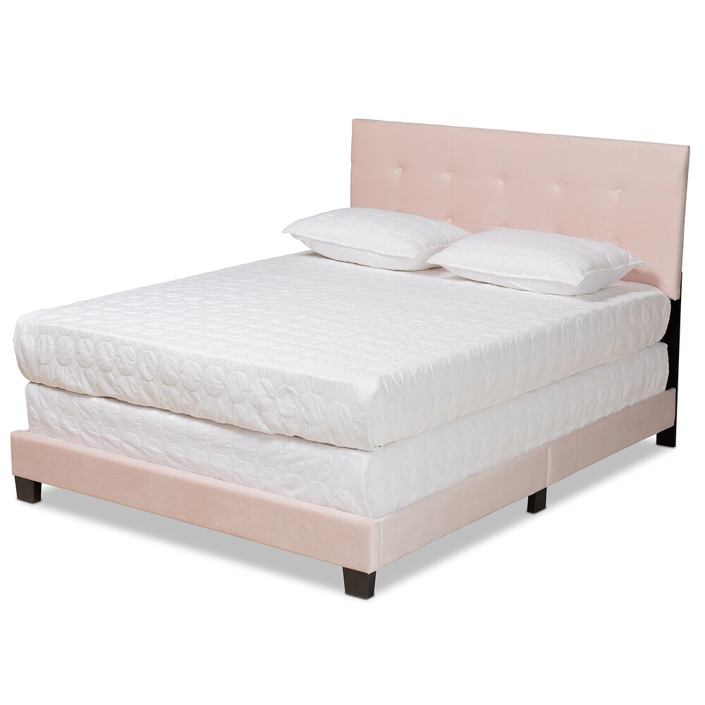 Caprice Modern Glam Velvet Fabric Upholstered Panel Bed