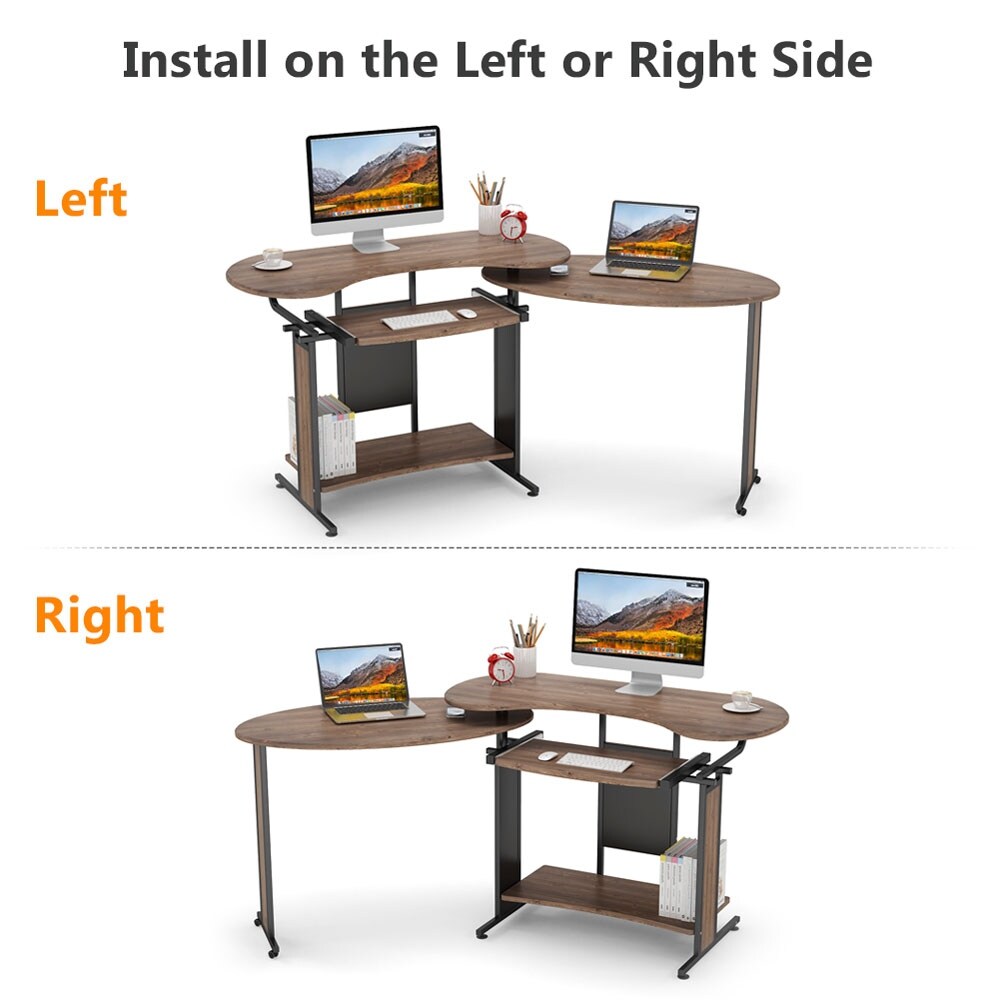 L Shaped Computer Desk  Rotating Corner Desk   Modern Office Study Workstation