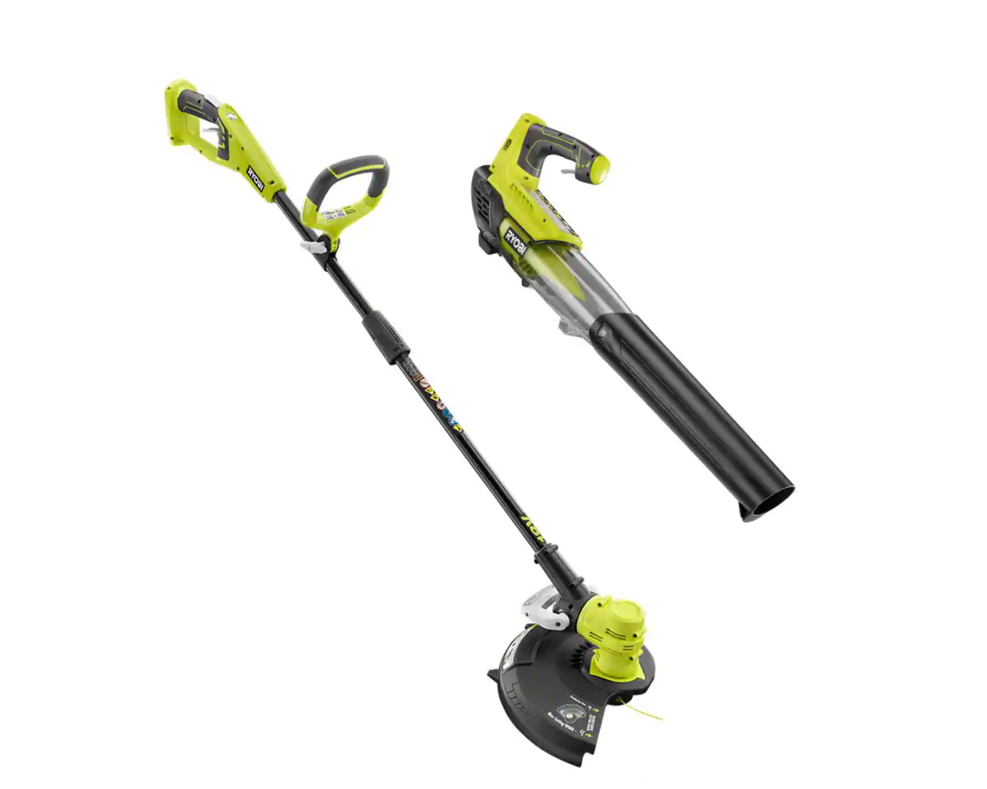 RYOBI P2035-AC ONE+ 18V Cordless String Trimmer/Edger and Blower with Extra 3-Pack of Spools， 4.0 Ah Battery and Charger