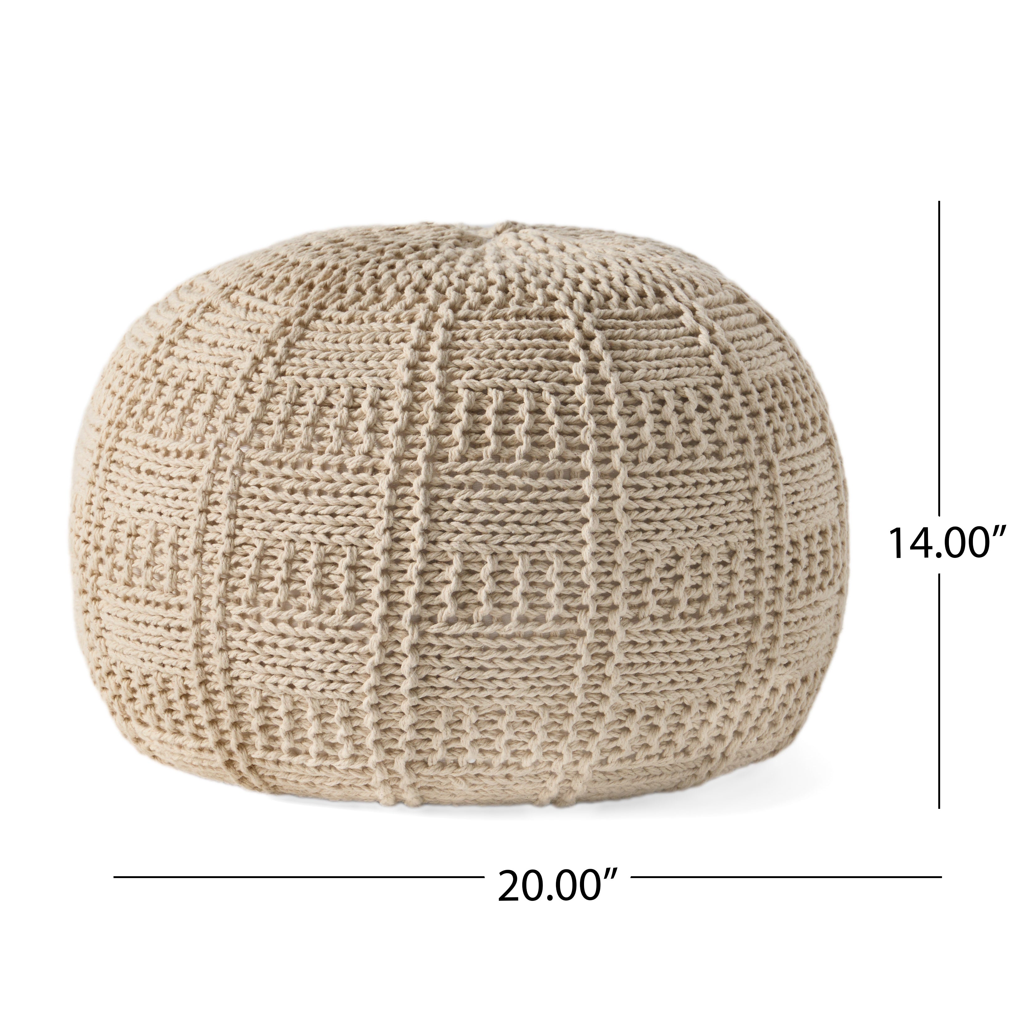 Sardis Modern Knitted Cotton Round Pouf