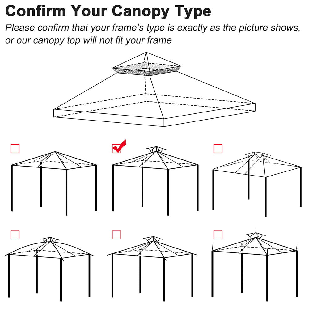 Yescom 2 Tier 12'x12' Replacement Gazebo Canopy Top Patio Garden Cover