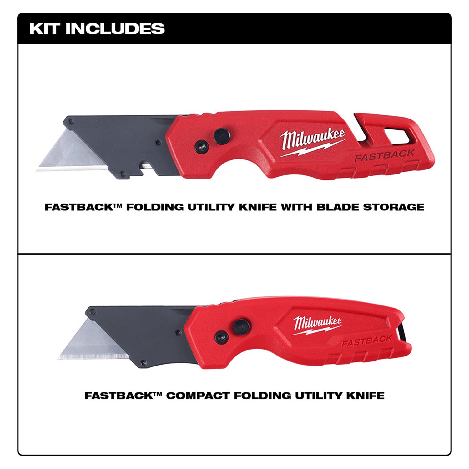 MW Fastback 6.87 in. Press and Flip Folding Utility Knife Set Red 2 pk