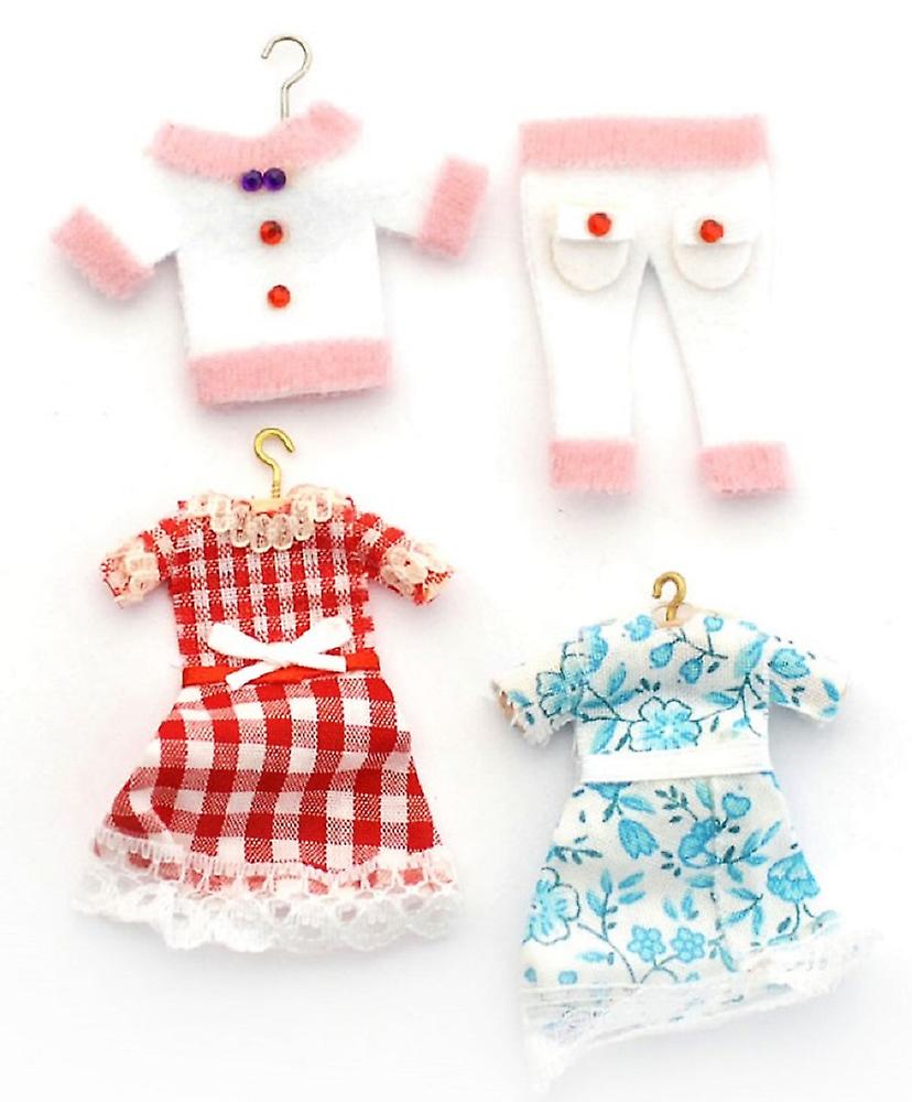 Dolls House Little Girls Clothes On Hangers Shop Nursery Accessory