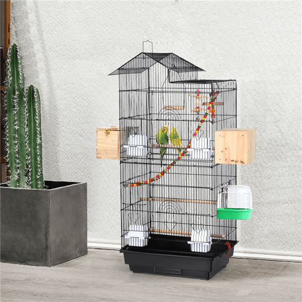 Yaheetech 39''H Roof Top Large Metal Bird Cage Parrot Cockatiel Conure Parakeet Budgie Finch Lovebird Pet Bird Cage w/Toys